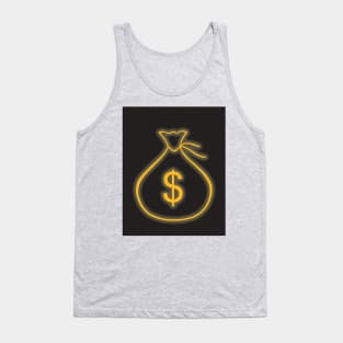 Money bag. Neon light glow. Business finance concept. Tank Top